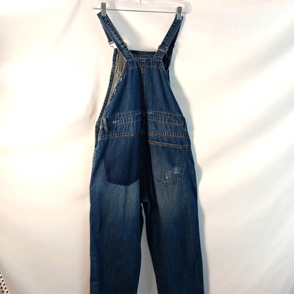 VICI OVERALLS Distressed Frayed Dark Blue Sz Small AMAZING JEANS! Super Cute!! - Picture 12 of 16